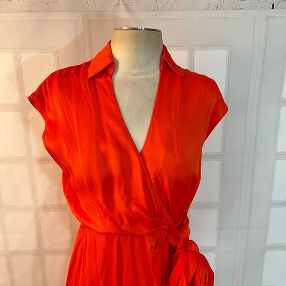 Anthropologie Maeve Red Open-Back Viscose Tie Waist Wrap Midi Dress XS - Picture 4 of 13